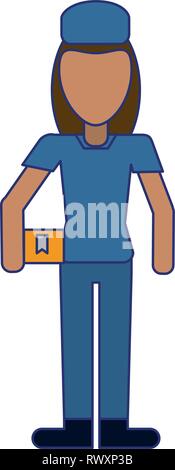 Courier with boxes professional worker avatar Stock Vector