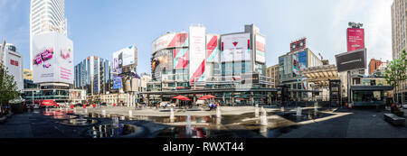 Panorama of Yonge-Dundas square, downtown Toronto, Canada Stock Photo