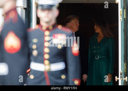 Washington, United States Of America. 07th Mar, 2019. United States President Donald Trump and First Lady Melania Trump chats before welcoming Czech Republic Prime Minister Andrej Babiö and Mrs. Monika Babiöov· on the South Portico at White House in Washington, District of Columbia on Thursday, March 7, 2019. Credit: Ting Shen/CNP | usage worldwide Credit: dpa/Alamy Live News Stock Photo
