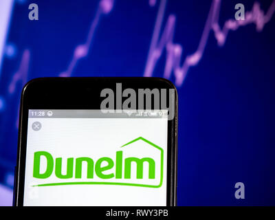 Ukraine. 7th Mar, 2019. Dunelm Group plc company logo seen displayed on a smart phone. Credit: Igor Golovniov/SOPA Images/ZUMA Wire/Alamy Live News Stock Photo