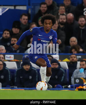 London, UK. 7th Mar, 2019. Willian of Chelsea during the Europa League Round of 16, first leg match between Chelsea and Dynamo Kyiv at Stamford Bridge on March 7 2019 in London, United Kingdom. Credit: European Sports Photographic Agency/Alamy Live News Stock Photo