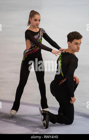 Polina Kostiukovich/Dmitrii Ialin of Russia during the ISU World