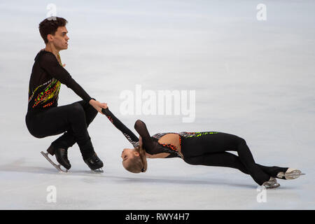 Polina Kostiukovich/Dmitrii Ialin of Russia during the ISU World