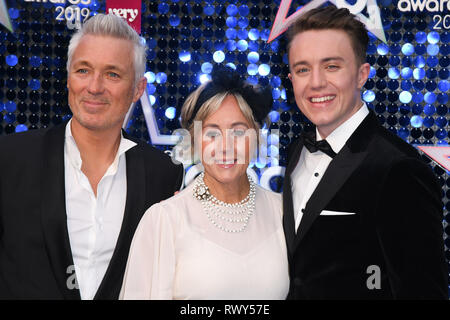 London, UK. 07th Mar, 2019. LONDON, UK. March 07, 2019: Martin & Shirley Kemp with son, Roman arriving for the Global Awards 2019 at the Hammersmith Apollo, London. Picture: Steve Vas/Featureflash Credit: Paul Smith/Alamy Live News Stock Photo