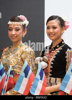 Berlin, Germany. 07th Mar, 2019. Dancers at the stand of the country Malaysia. Credit: Soeren Stache/dpa/Alamy Live News Stock Photo