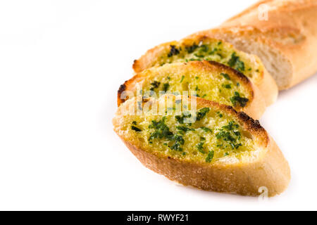 Garlic breads slice isolated on white background. Copyspace Stock Photo