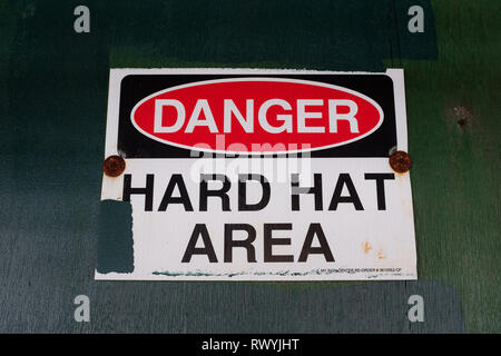 "Hard Hat Area" sign at construction site Stock Photo