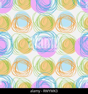 Abstract geometric seamless patternscribble circles texture. Hand drawn vector illustration 10 eps Stock Vector