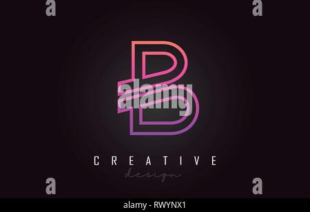 B Purple Letter Logo Monogram Vector Design. Creative B Vibrant Colorful Letter Icon Vector Illustration. Stock Vector