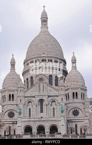 Paris, France - January 05, 2010: Sacre Coeur Basilica of the Sacred Heart of Jesus at Montmartre in Paris, France. Stock Photo