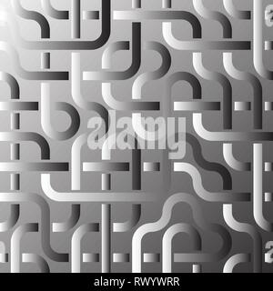 Pipeline grid. Abstract geometric design of tubes. industrial background. Architectural metal structure. Vector geometric pattern. Modern texture Stock Vector