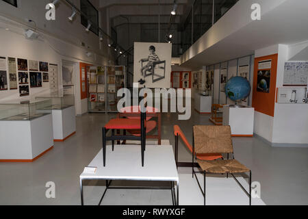 Belgrade, Serbia, March 2019 - Exhibition of Yugoslav industrial design in the Museum of Science and Technology Stock Photo