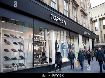 Top Man Burton store shop Buchanan Street people passing in