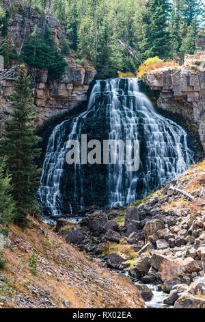 Rustic Falls, Waterfall, Yellowstone National Park, Wyoming, USA Stock Photo