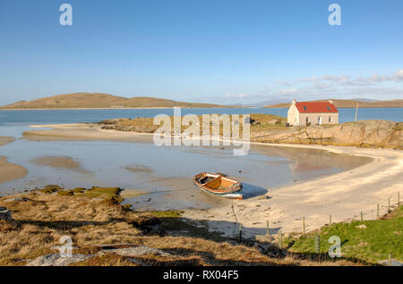 Crannag at Traig Mhor beach Isle of Barra, Outer Hebrides Western Isles. Scotland. Stock Photo