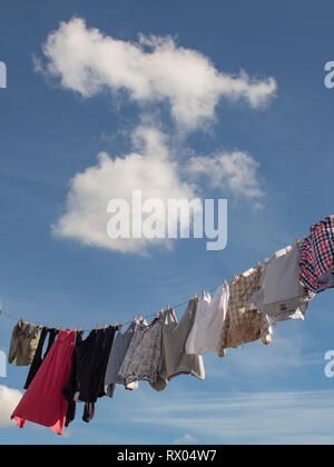 A washing line in Salcombe in South Devon. Stock Photo