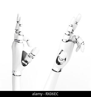 3d rendering robotic hand pointing isolated on white Stock Photo