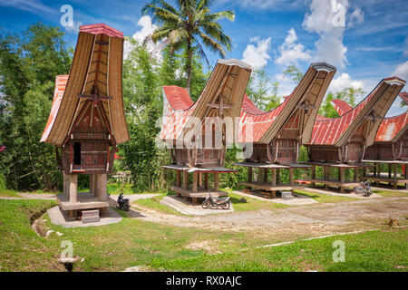 Tana Toraja Regency is a regency of South Sulawesi Province of Indonesia, and home to the Toraja ethnic group. Kete Kesu is a must-see place. Stock Photo
