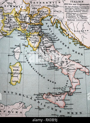 Landkarte Von Italien Zwischen 1815 Bis 1885 Map Of Italy Between 1815 And 1885 Stock Photo Alamy