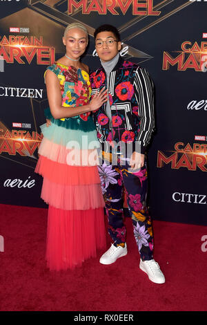 Tati Gabrielle and Chance Perdomo attending the Captain Marvel