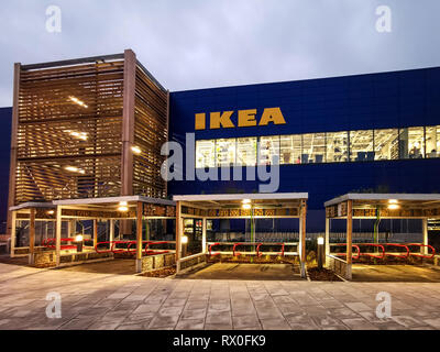 London, United Kingdom - March 01, 2019: New IKEA store opened in Greenwich, Millennium Leisure Park East , South East London. Stock Photo