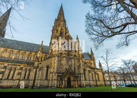 Exterior Gothic style architecture and design of The Scottish Episcopal Cathedral Church of St Mary the Virgin, the seat of the Bishop of Edinburgh. Stock Photo