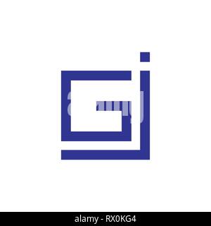 abstract letters gj geometric arrow square logo vector Stock Vector