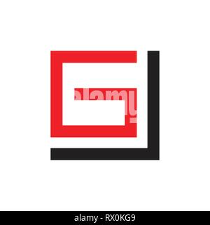 abstract letters gj geometric arrow square logo vector Stock Vector