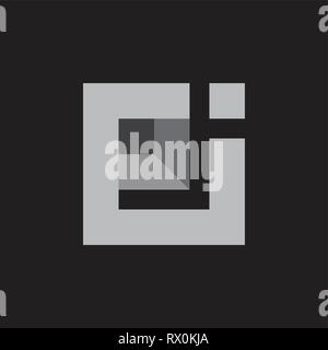 abstract letters rj simple geometric square 3d logo vector Stock Vector