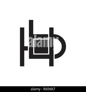 letter hb linked square design geometric logo Stock Vector