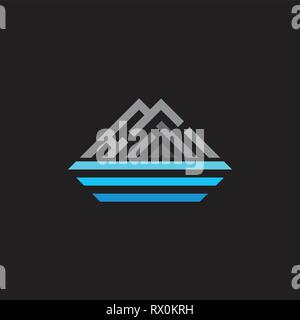stripes geometric mountain sea gradient logo vector Stock Vector