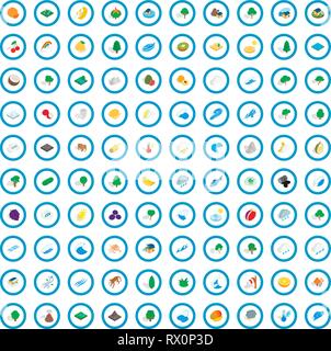 100 earth icons set, isometric 3d style Stock Vector