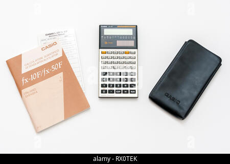 Rome, Italy - Februar 02, 2013: Vintage scientific calculator from late 80s Stock Photo