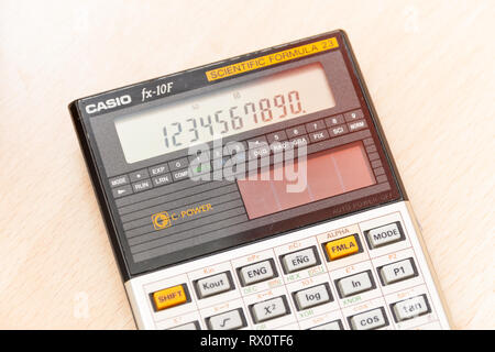 Rome, Italy - Februar 02, 2013: Vintage scientific calculator from late 80s Stock Photo