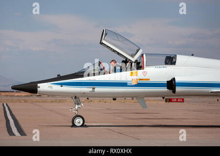 NASA (National Aeronautics and Space Administration) Northrop T-38 Talon jet aircraft N961NA at Phoenix-Mesa Gateway airport in Arizona. Stock Photo