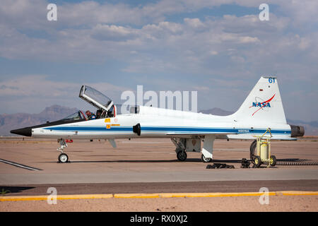 NASA (National Aeronautics and Space Administration) Northrop T-38 Talon jet aircraft N961NA at Phoenix-Mesa Gateway airport in Arizona. Stock Photo