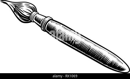 Artists Paintbrush Vintage Woodcut Engraved Style Stock Vector