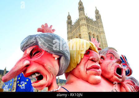 London, UK. The 'Brexit Is A Monstrosity' float caricaturing leading Tory MPs, used to campaign against Brexit. Stock Photo