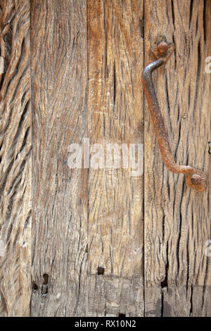 Old Wood Panel Door with Handle Stock Photo