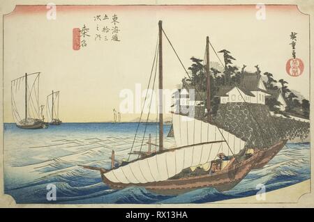 'Kuwana: Sea Ferry Terminal at Shichiri' Woodblock Print by Hiroshige 'Kuwana: Sea Ferry Terminal at Shichiri' Woodblock Print by Hiroshige