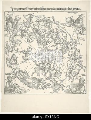 Celestial Map of the Northern Sky (Imagines coeli septentrionalis). Albrecht Dürer; German, 1471-1528. Date: 1515. Dimensions: 432 x 430 mm (image); 584 x 463 mm (sheet). Woodcut in black on ivory laid paper. Origin: Germany. Museum: The Chicago Art Institute. Stock Photo