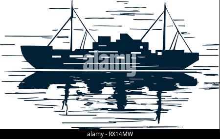 vector illustration of silhouette Fishing boat design Stock Vector Image &  Art - Alamy