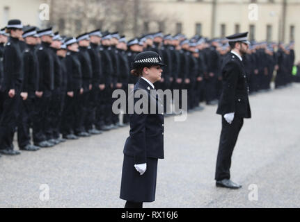 The latest recruits to join Police Scotland during their passing out parade at the Scottish Police College at Tulliallan. Stock Photo