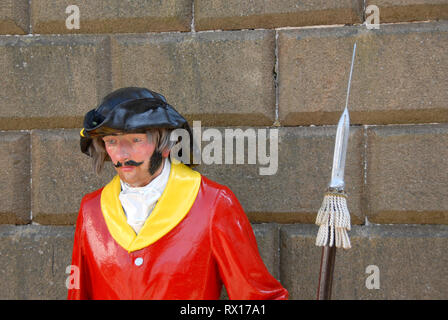 Life-size model of prison guard outside Inveraray jail, Scotland Stock Photo