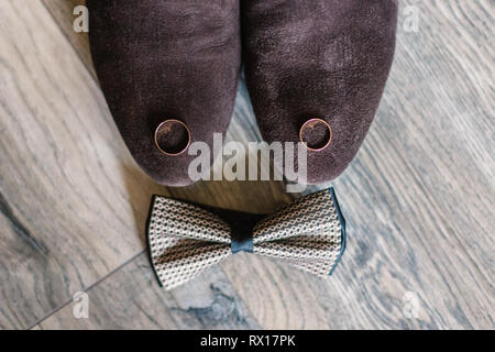 Men's accessories for the groom on the wedding day. Stock Photo