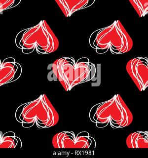 Vector seamless pattern with hatched hearts. Romance, love and wedding 10 eps Stock Vector