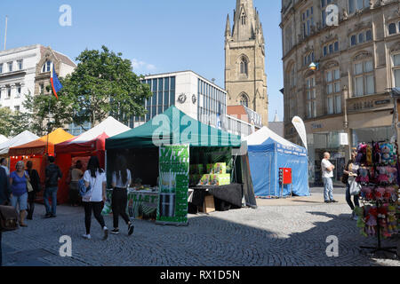 Food fayre stalls on Fargate Sheffield England UK Stock Photo