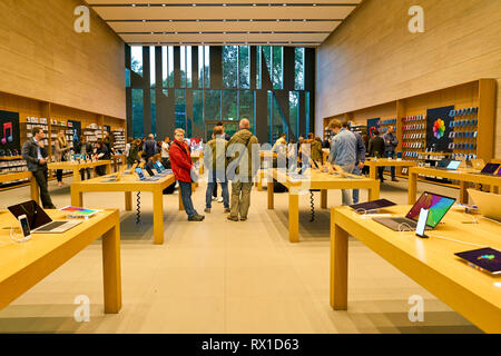 DUSSELDORF, GERMANY - CIRCA SEPTEMBER, 2018: interior shot of Apple store in Dusseldorf. Stock Photo