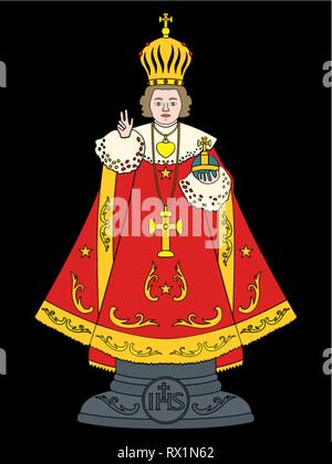 Infant Jesus of Prague. Without outline. Stock Vector