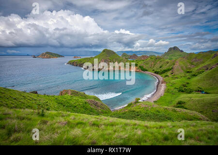 Padar is a small island located between Komodo and Rinca islands within Komodo archipelago. It is the 3rd largest island part of Komodo National Park. Stock Photo
